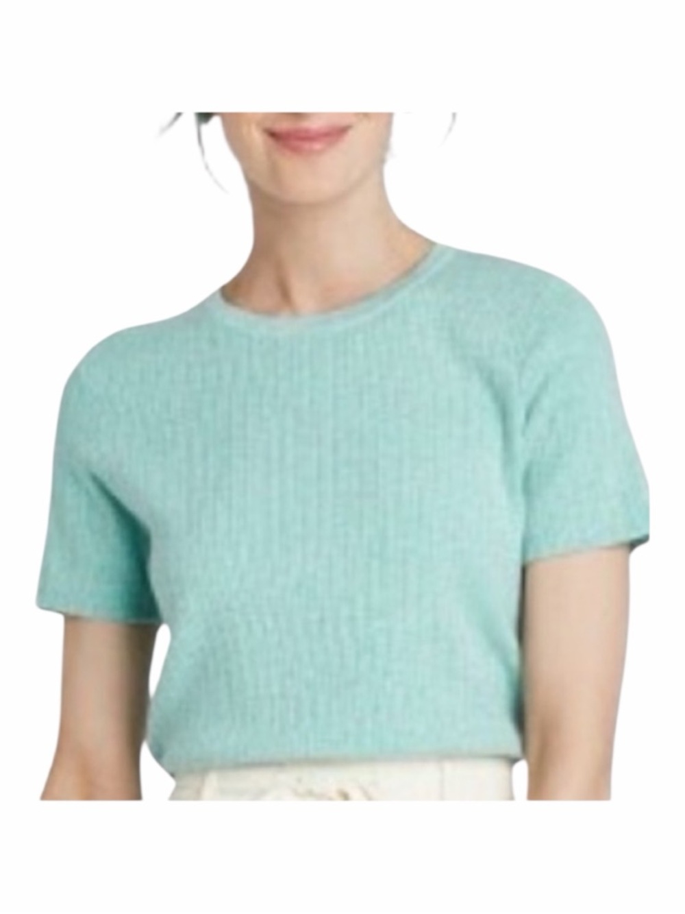 A New Day Turquoise Ribbed Short Sleeve Crew Neck Sweater